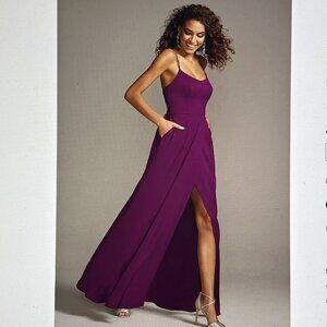 NEW David's Bridal Bridesmaids Dress Sangria Pink Womens Size 4 Spaghetti Straps